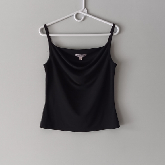 Vintage White House Black Market Tank Top Draped Cami Black Made in USA Medium - Picture 9 of 9